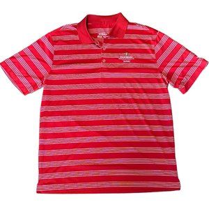 Nike Dri-Fit Mens Golf Shirt Red with White Stripes Tour Performance Size L